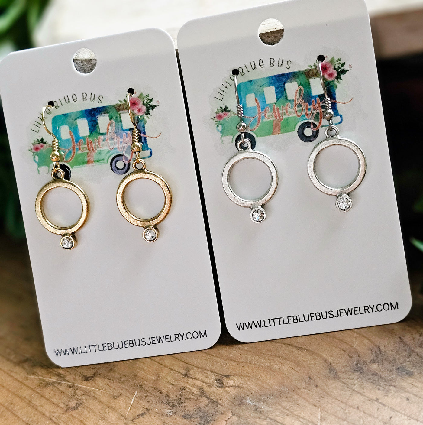 Circle + Crystal Drop Earrings