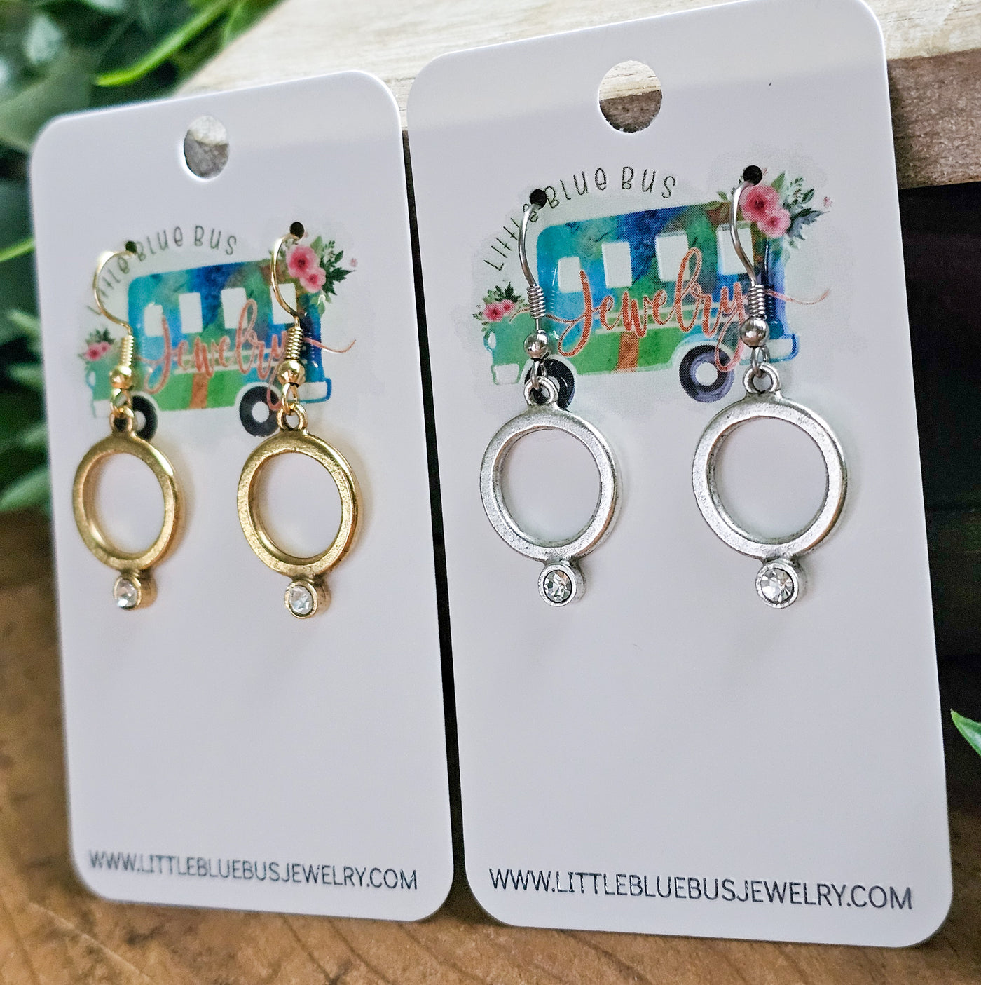 Circle + Crystal Drop Earrings