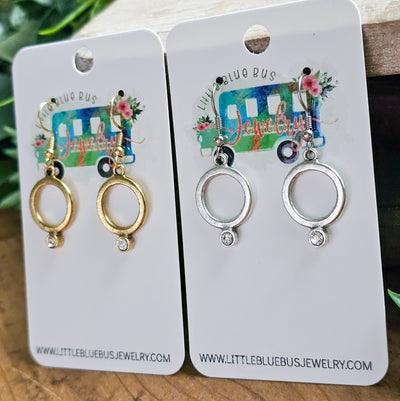 Circle + Crystal Drop Earrings