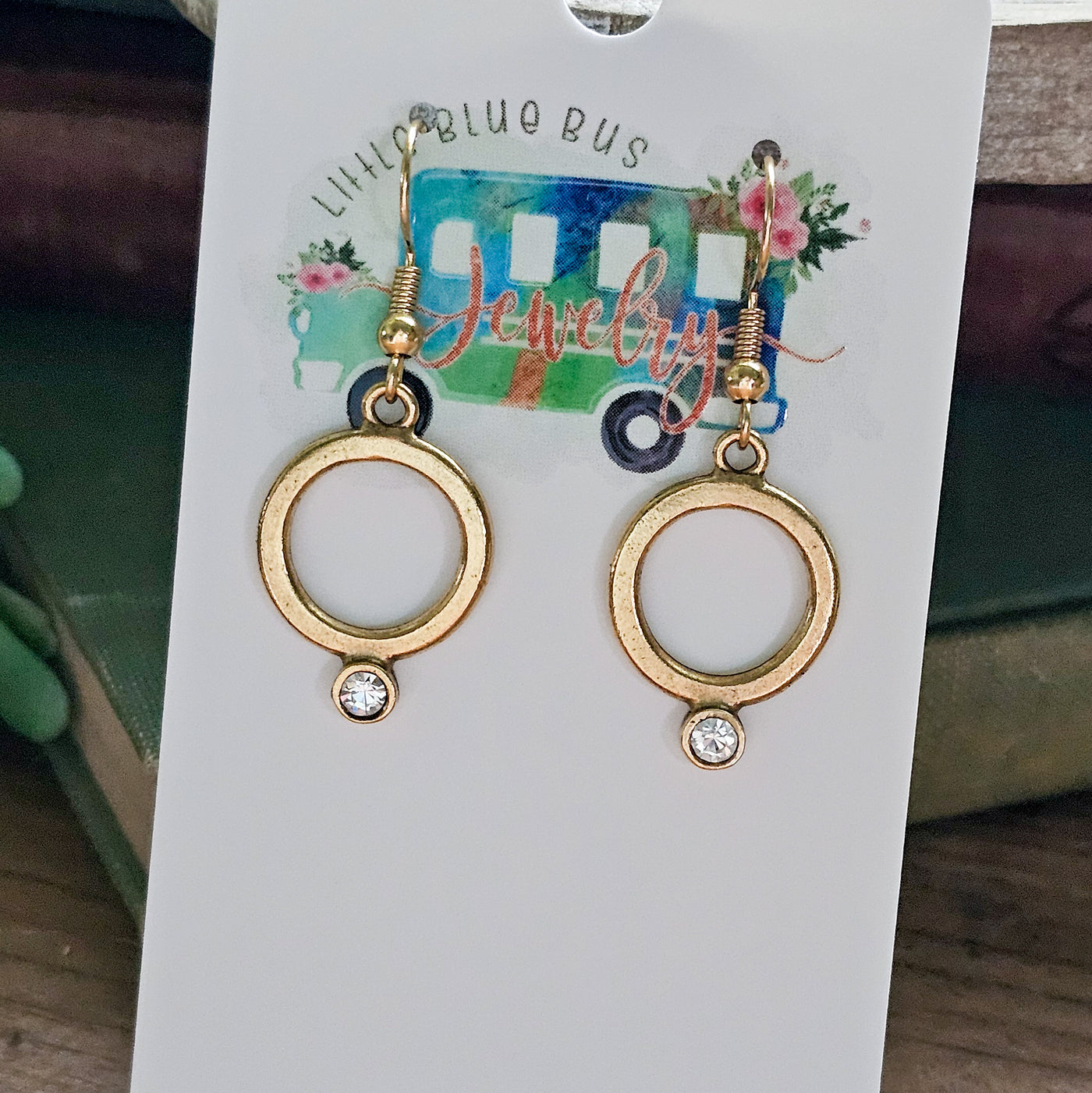 Circle + Crystal Drop Earrings
