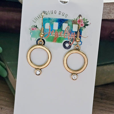 Circle + Crystal Drop Earrings