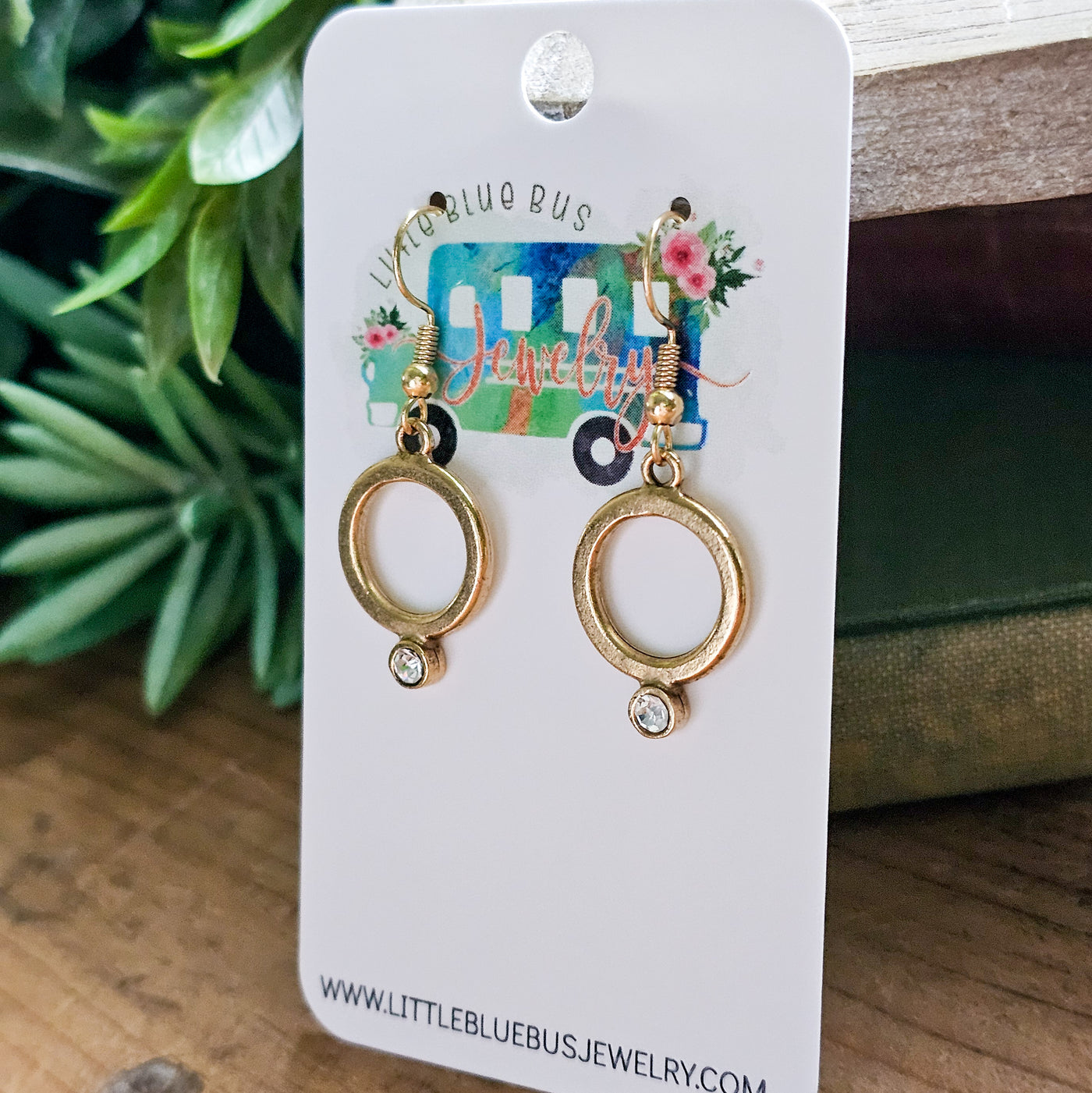 Circle + Crystal Drop Earrings