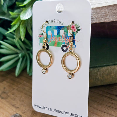 Circle + Crystal Drop Earrings