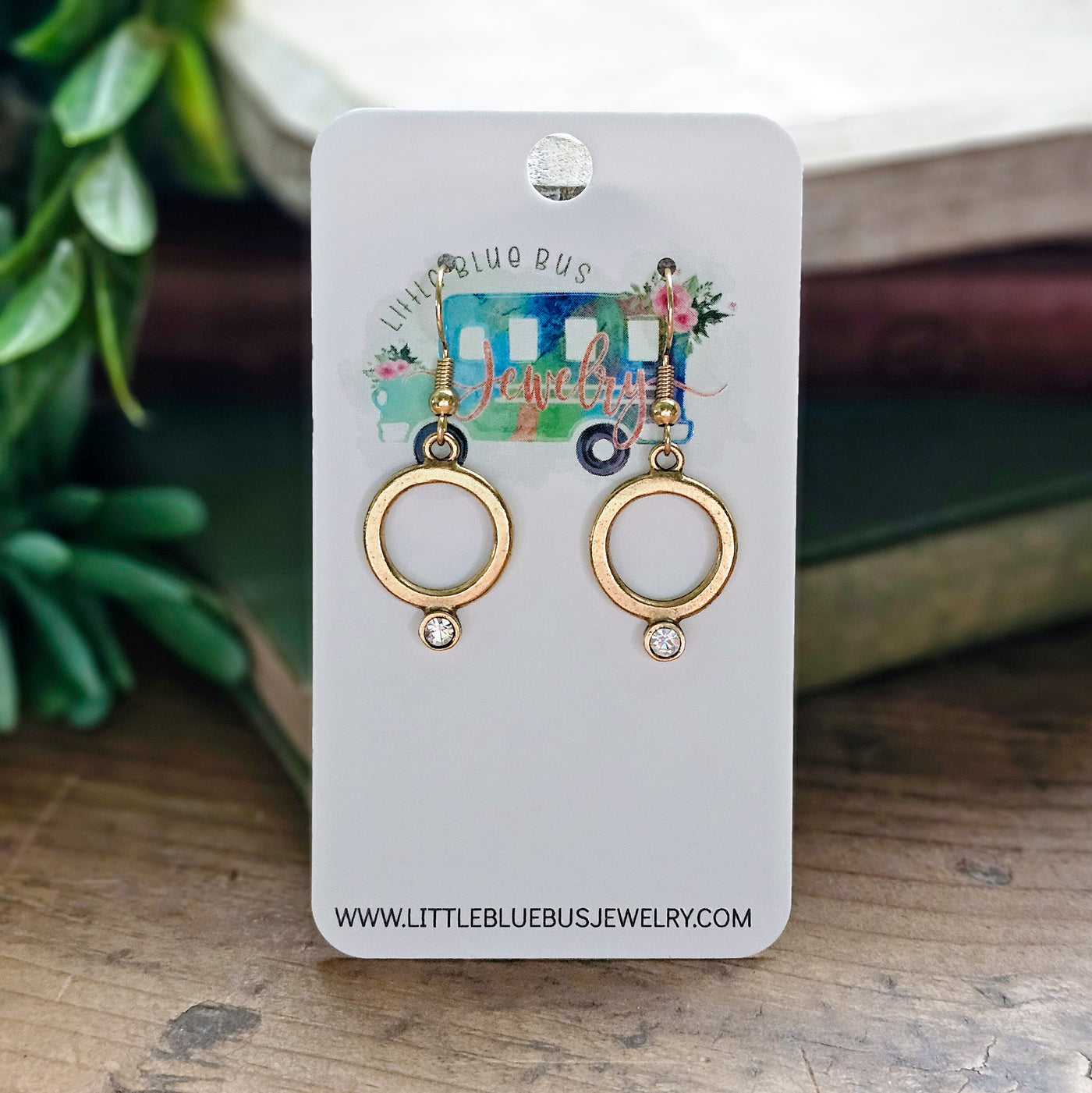 Circle + Crystal Drop Earrings