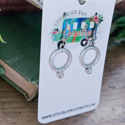 Circle + Crystal Drop Earrings