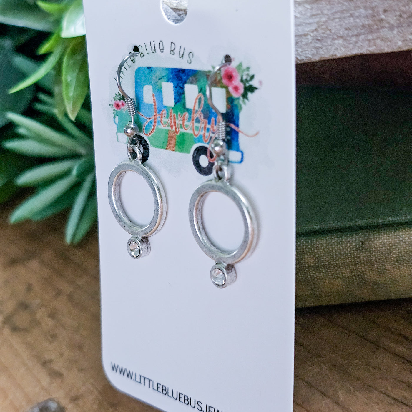 Circle + Crystal Drop Earrings