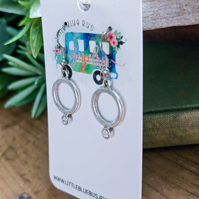 Circle + Crystal Drop Earrings