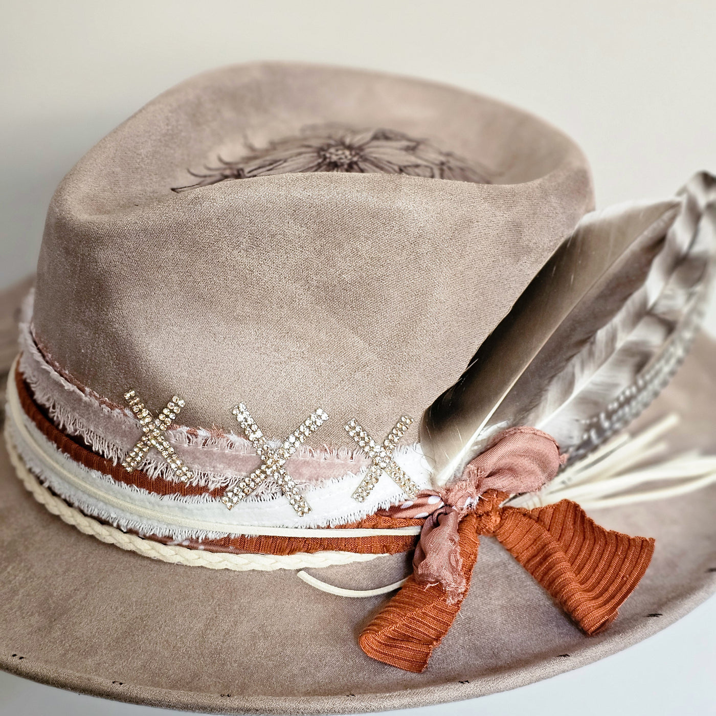 Custom Taupe Skinny Brim Hat - Laura L.