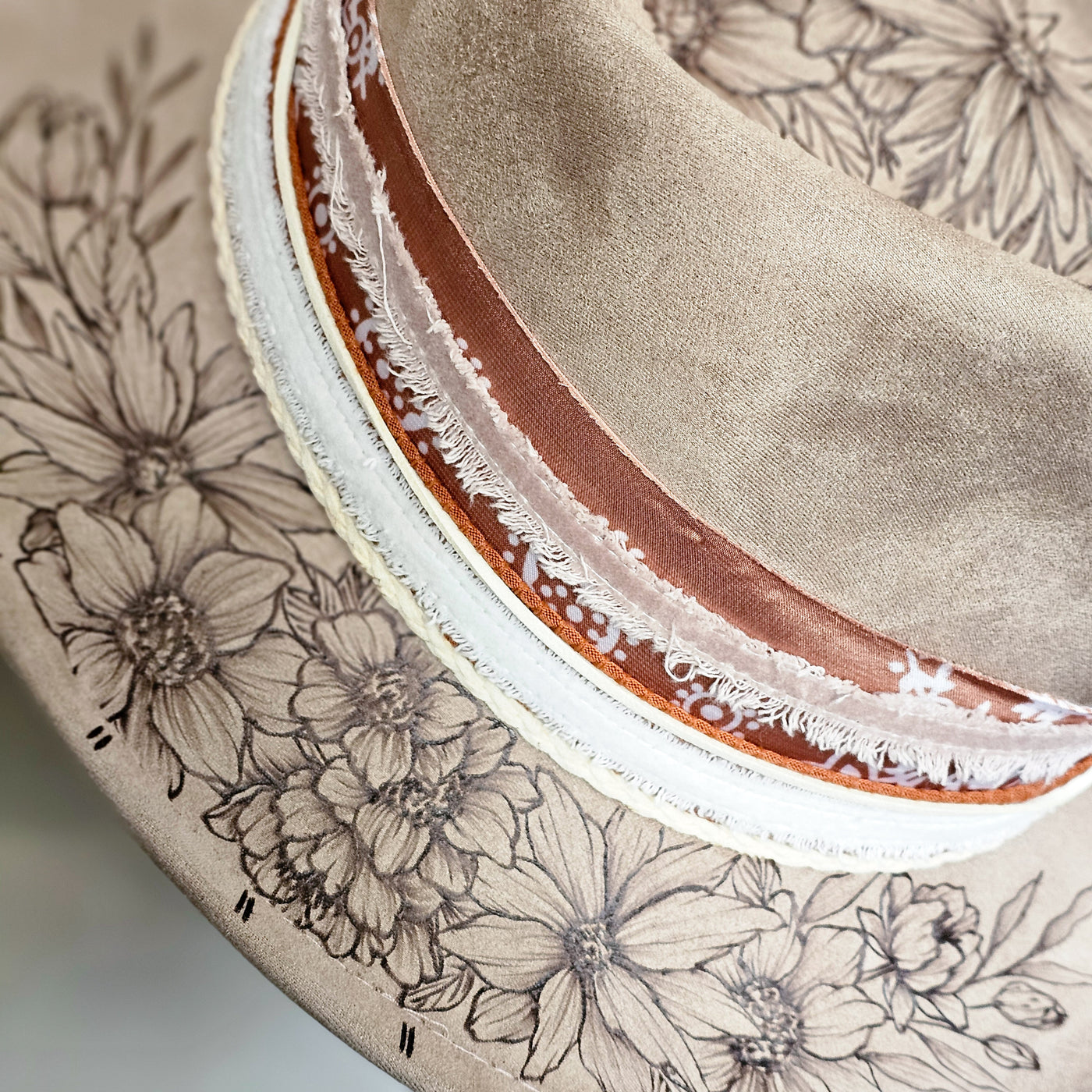 Custom Taupe Skinny Brim Hat - Laura L.