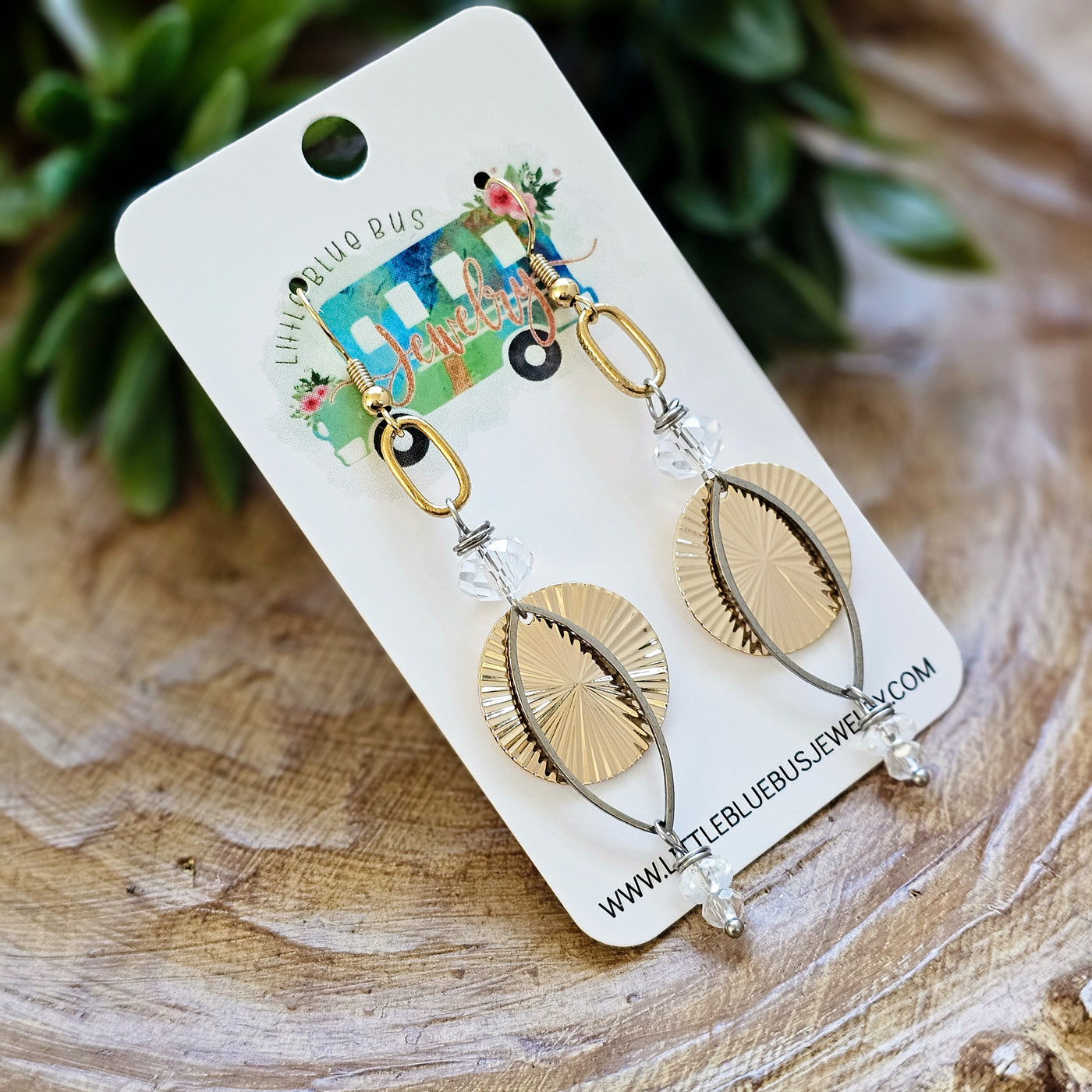 Mixed Metal Layered Crystal Drop || Earrings