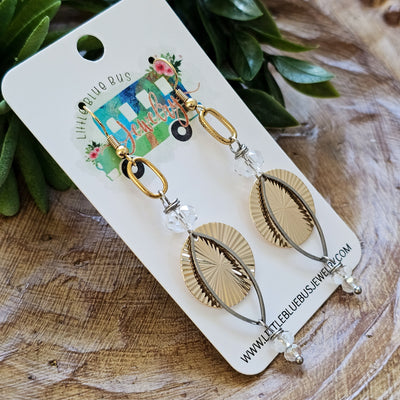 Mixed Metal Layered Crystal Drop || Earrings