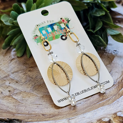 Mixed Metal Layered Crystal Drop || Earrings