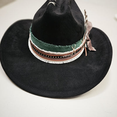 Rodeo Ready|| Black Suede Burned Cowboy Style Hat