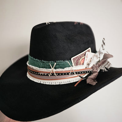 Rodeo Ready|| Black Suede Burned Cowboy Style Hat