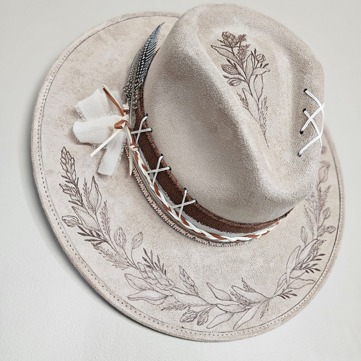 Autumn Calls |XL| Taupe Suede Burned Wide Brim Hat