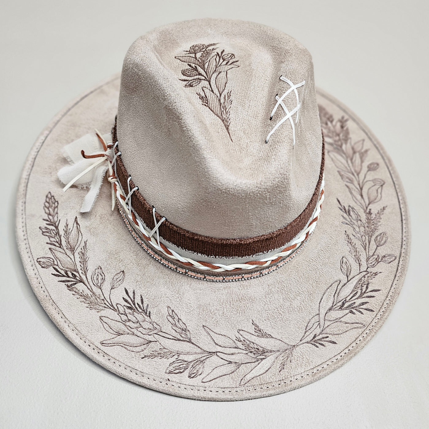 Autumn Calls |XL| Taupe Suede Burned Wide Brim Hat