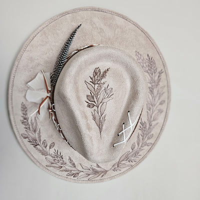 Autumn Calls |XL| Taupe Suede Burned Wide Brim Hat