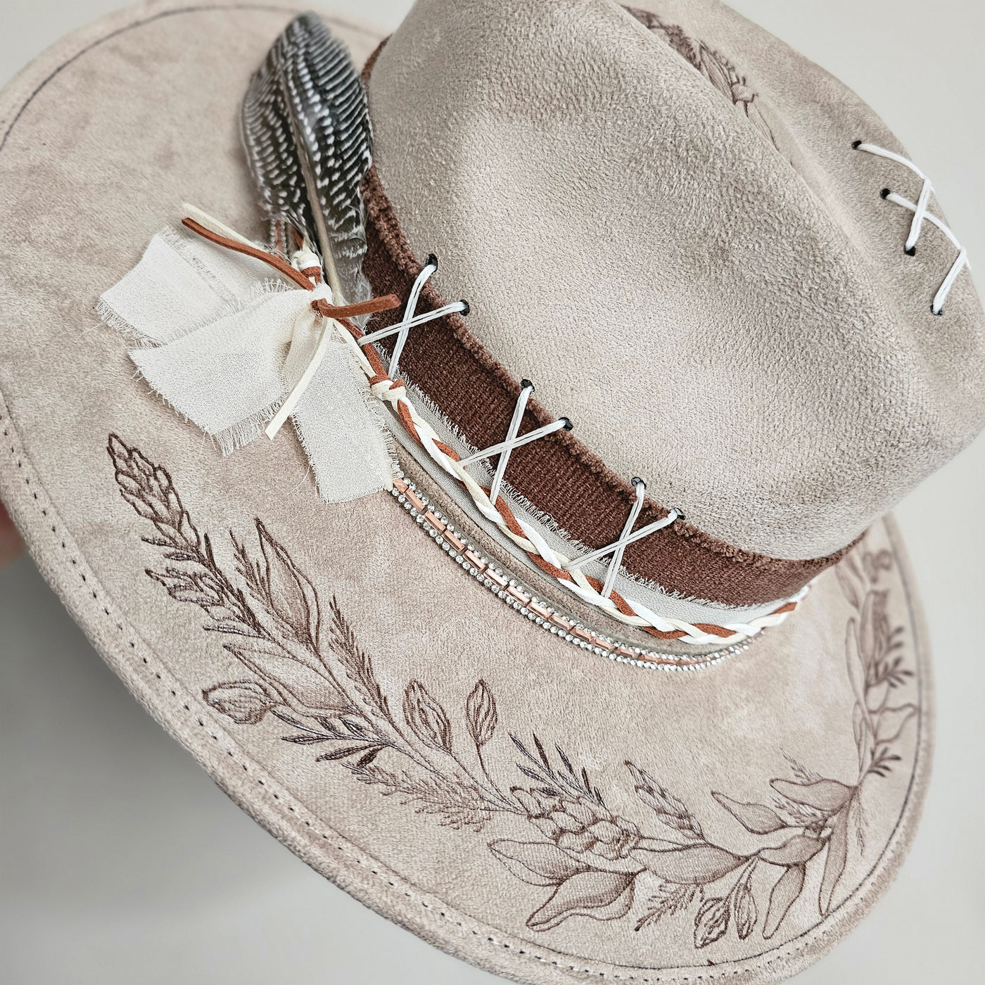 Autumn Calls |XL| Taupe Suede Burned Wide Brim Hat