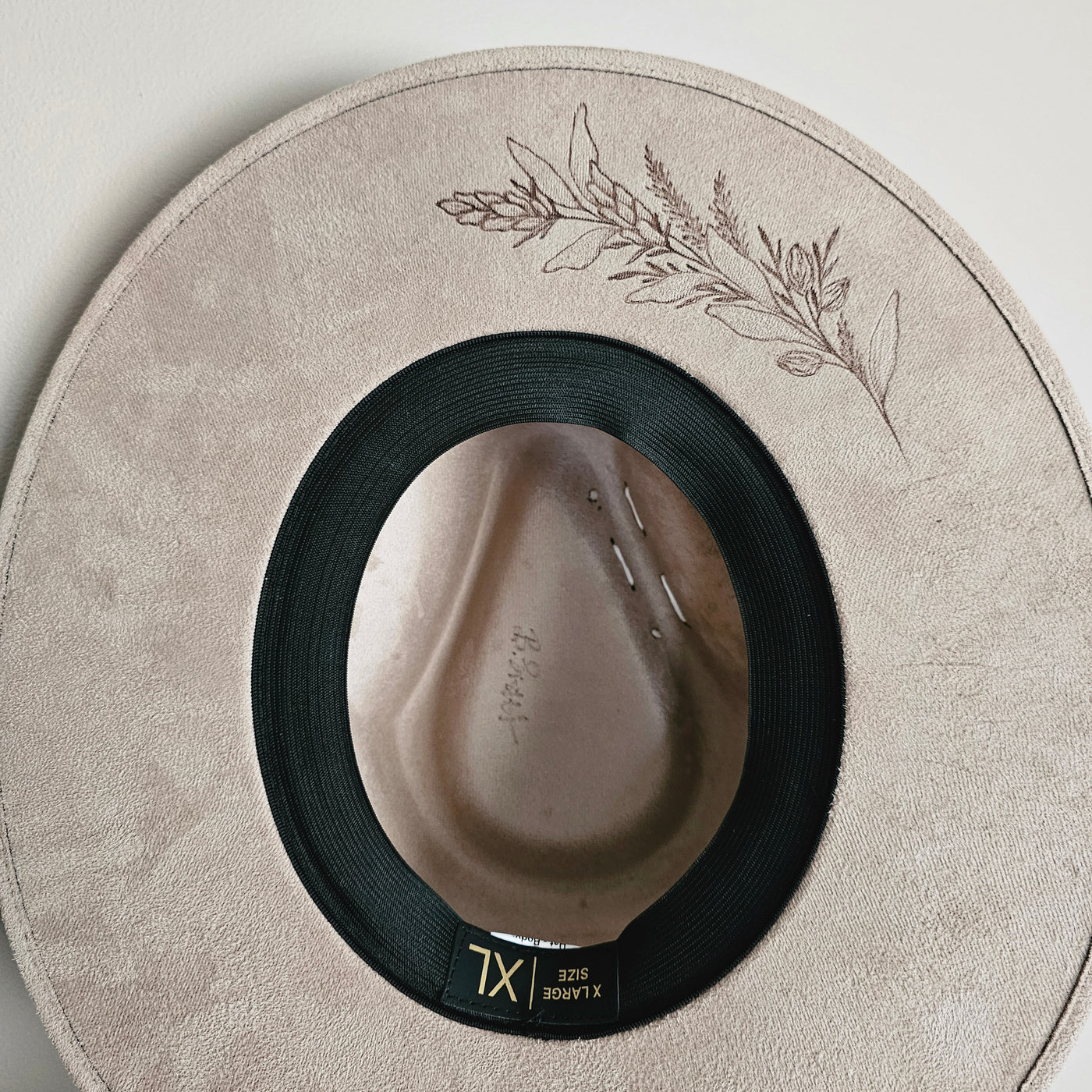 Autumn Calls |XL| Taupe Suede Burned Wide Brim Hat