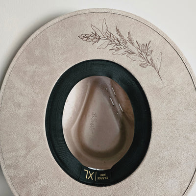 Autumn Calls |XL| Taupe Suede Burned Wide Brim Hat