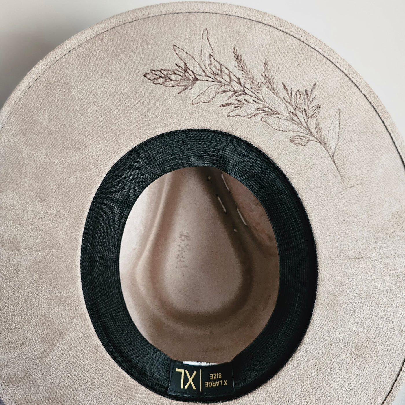 Autumn Calls |XL| Taupe Suede Burned Wide Brim Hat