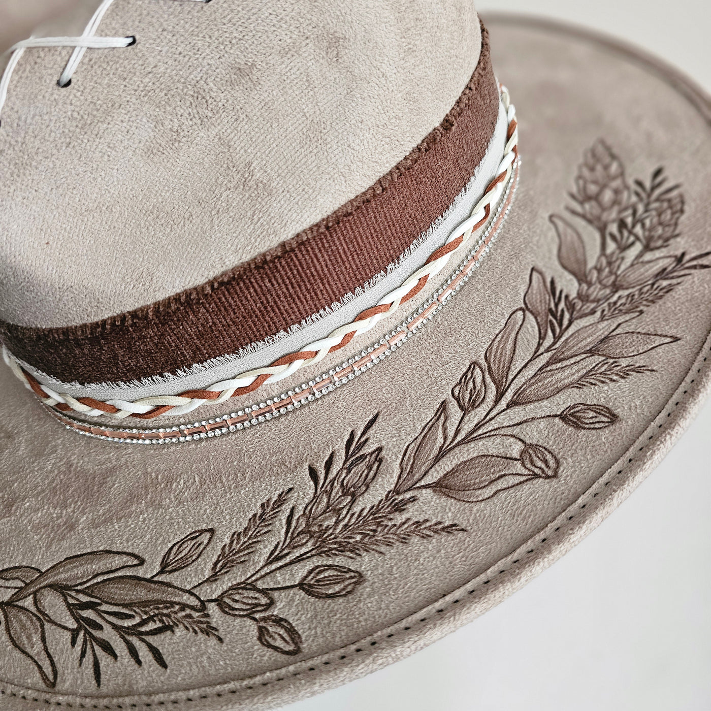 Autumn Calls |XL| Taupe Suede Burned Wide Brim Hat