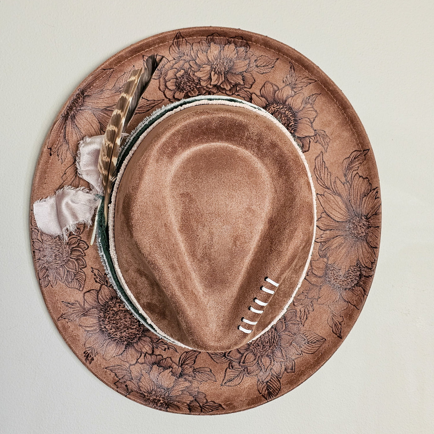 Garden Glow || Medium Brown Burned Skinny Brim/Pencil Brim Hat