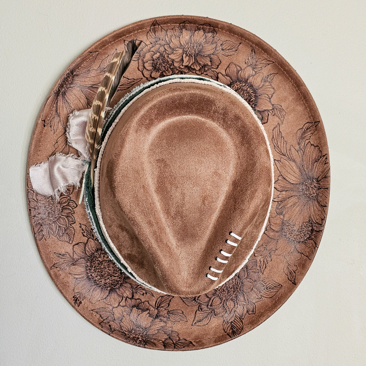 Garden Glow || Medium Brown Burned Skinny Brim/Pencil Brim Hat