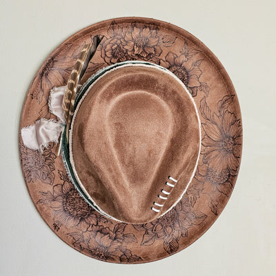 Garden Glow || Medium Brown Burned Skinny Brim/Pencil Brim Hat