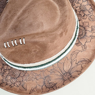 Garden Glow || Medium Brown Burned Skinny Brim/Pencil Brim Hat