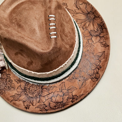 Garden Glow || Medium Brown Burned Skinny Brim/Pencil Brim Hat