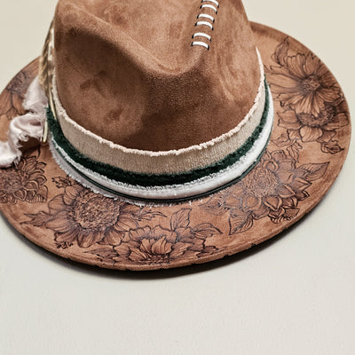 Garden Glow || Medium Brown Burned Skinny Brim/Pencil Brim Hat