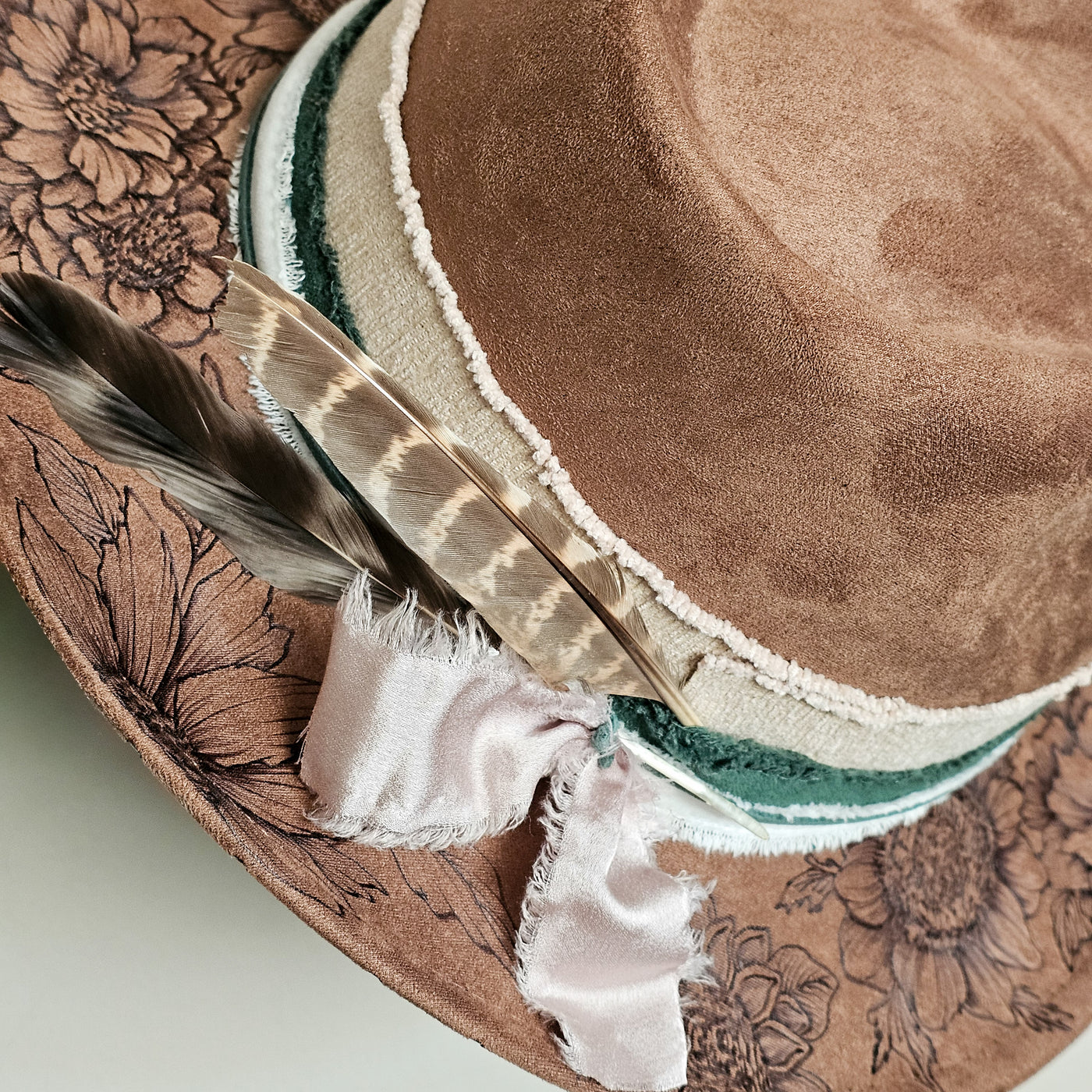 Garden Glow || Medium Brown Burned Skinny Brim/Pencil Brim Hat