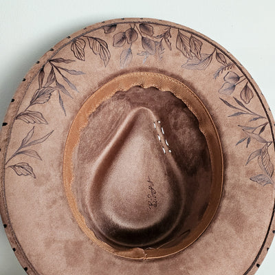 Garden Glow || Medium Brown Burned Skinny Brim/Pencil Brim Hat