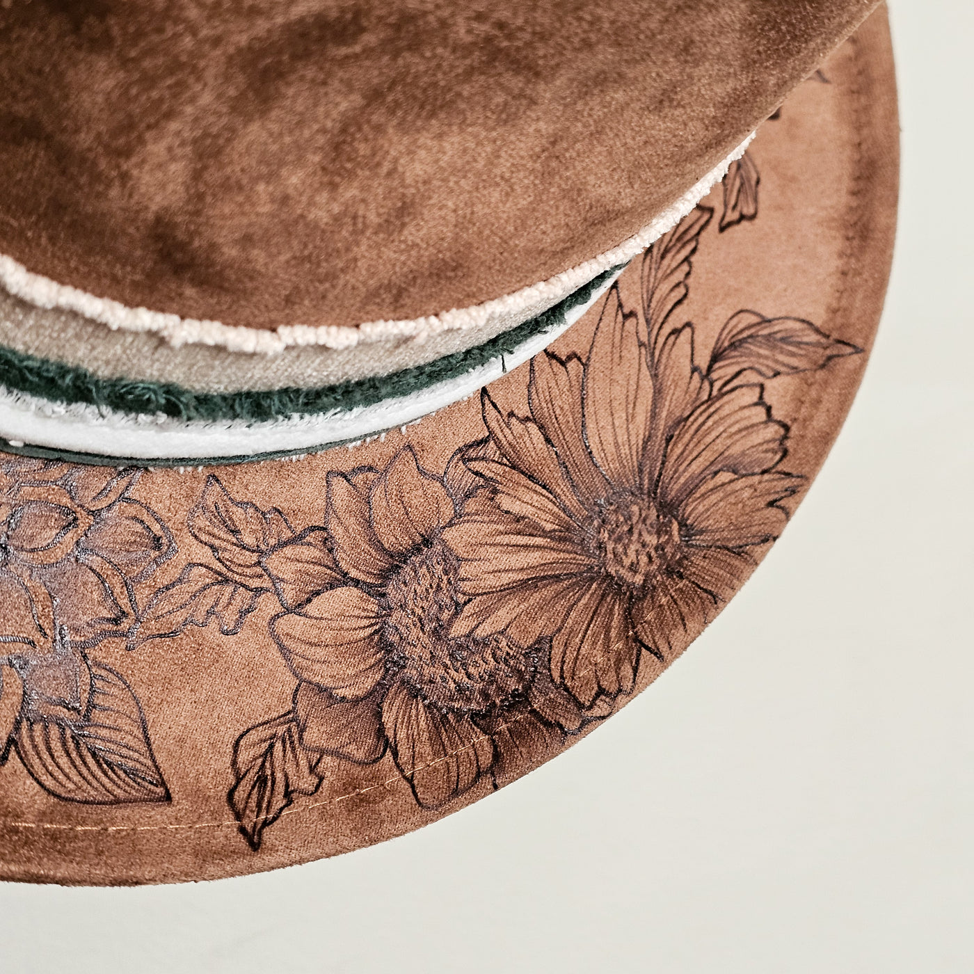 Garden Glow || Medium Brown Burned Skinny Brim/Pencil Brim Hat