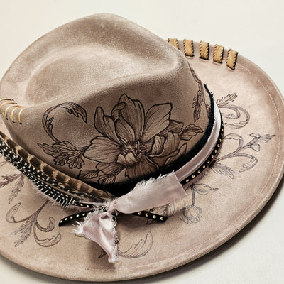 Lovely Day || Taupe Burned Skinny Brim/Pencil Brim Hat