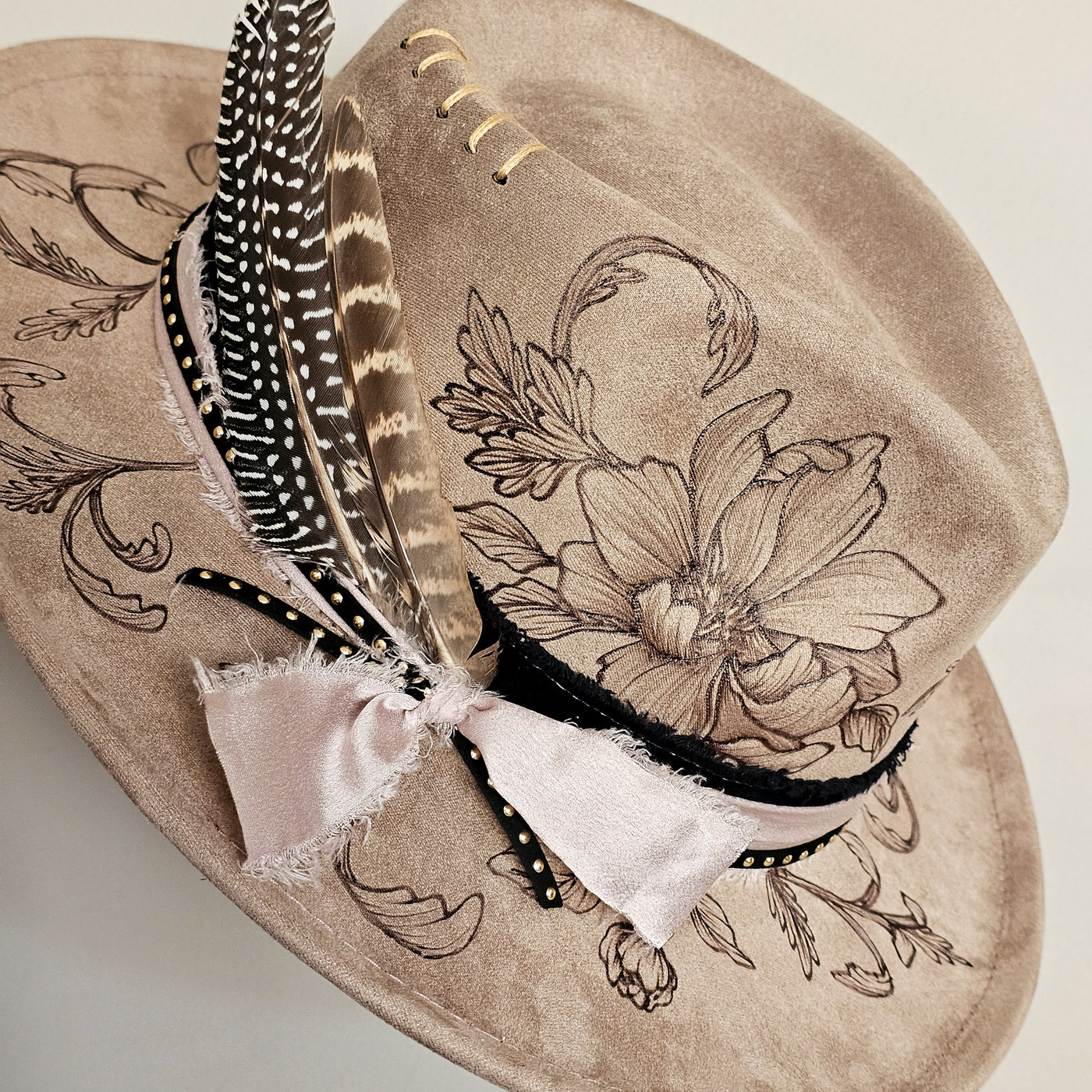 Lovely Day || Taupe Burned Skinny Brim/Pencil Brim Hat