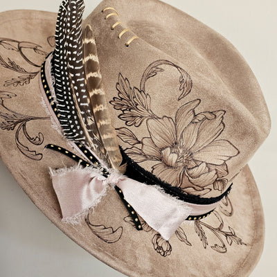 Lovely Day || Taupe Burned Skinny Brim/Pencil Brim Hat