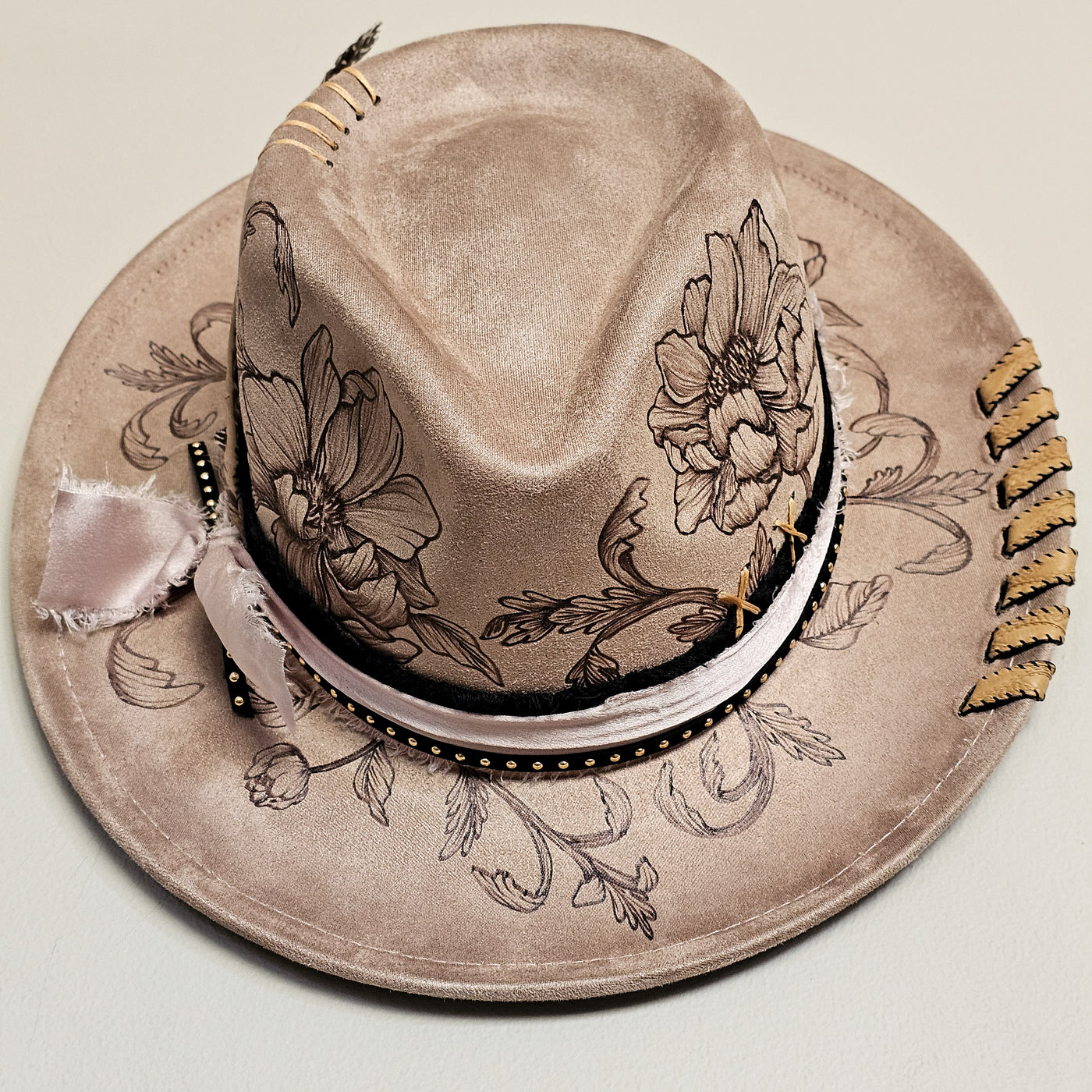 Lovely Day || Taupe Burned Skinny Brim/Pencil Brim Hat