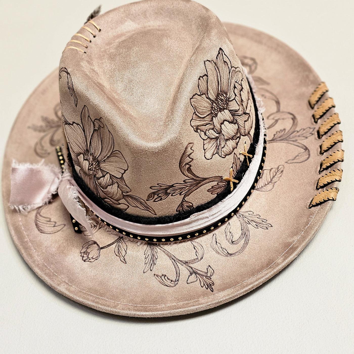 Lovely Day || Taupe Burned Skinny Brim/Pencil Brim Hat