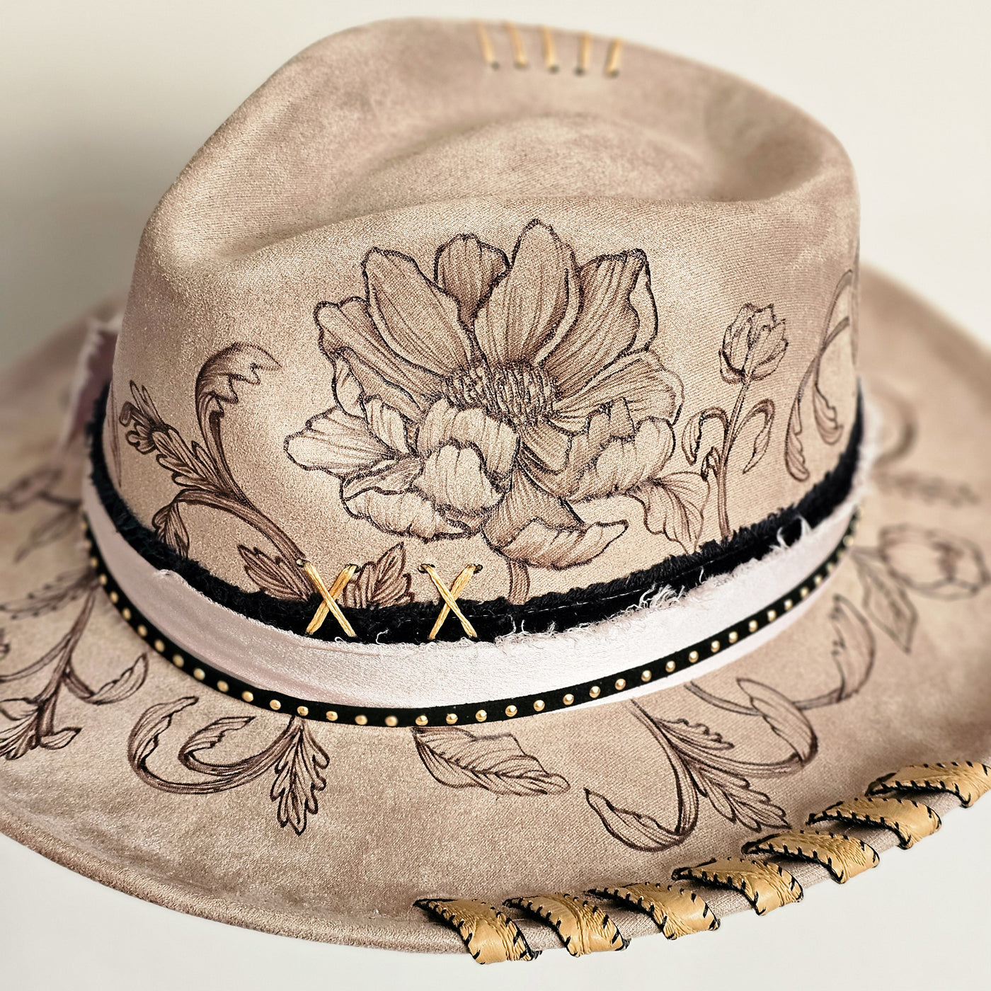 Lovely Day || Taupe Burned Skinny Brim/Pencil Brim Hat