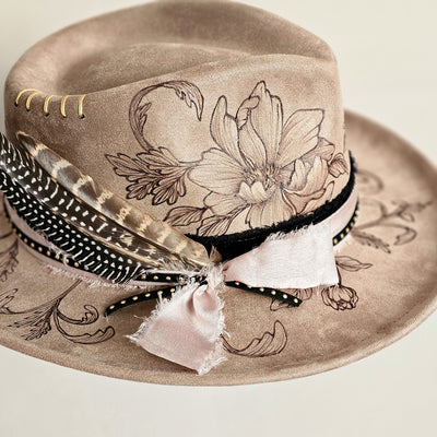 Lovely Day || Taupe Burned Skinny Brim/Pencil Brim Hat