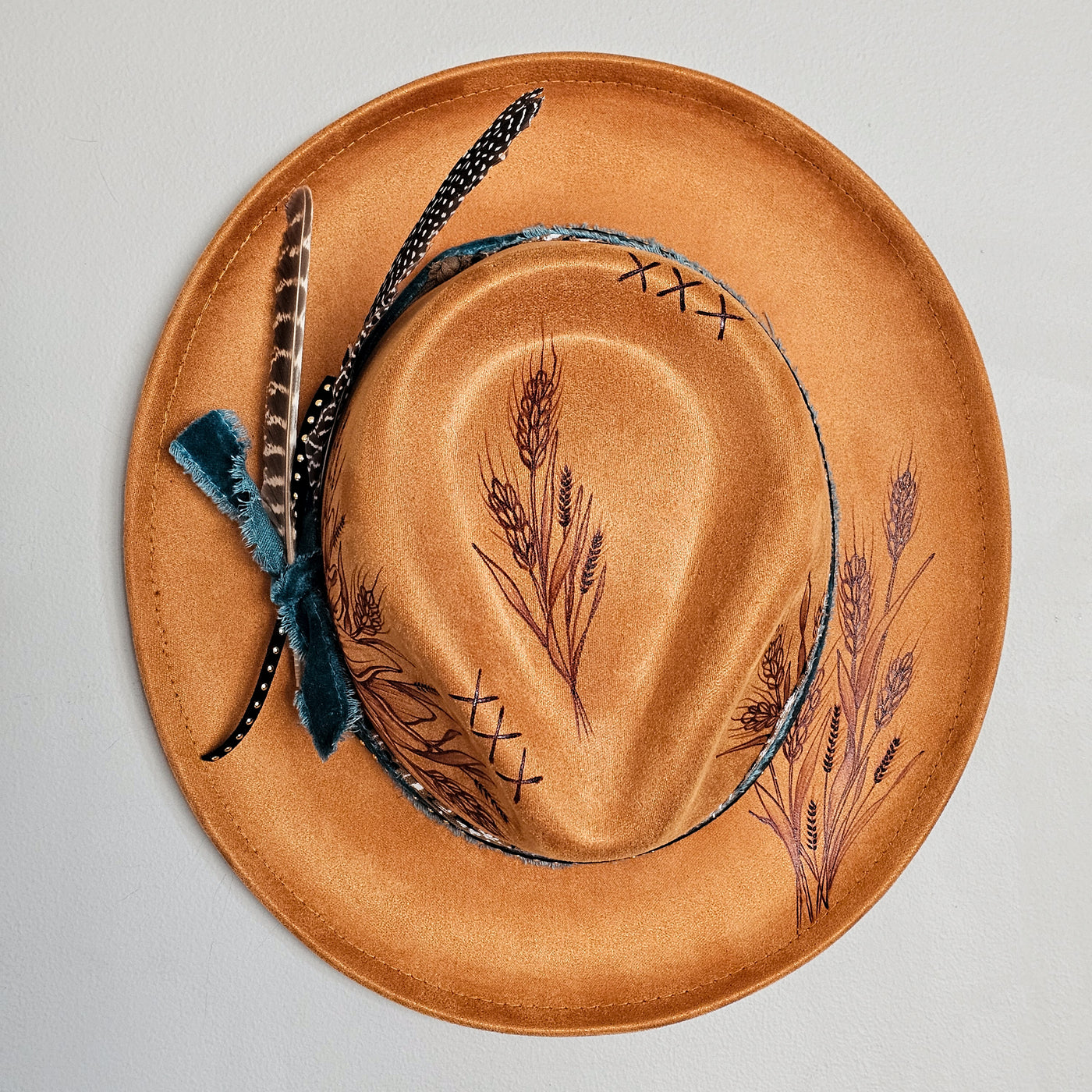 Sienna || Burnt Orange Burned Skinny Brim/Pencil Brim Hat