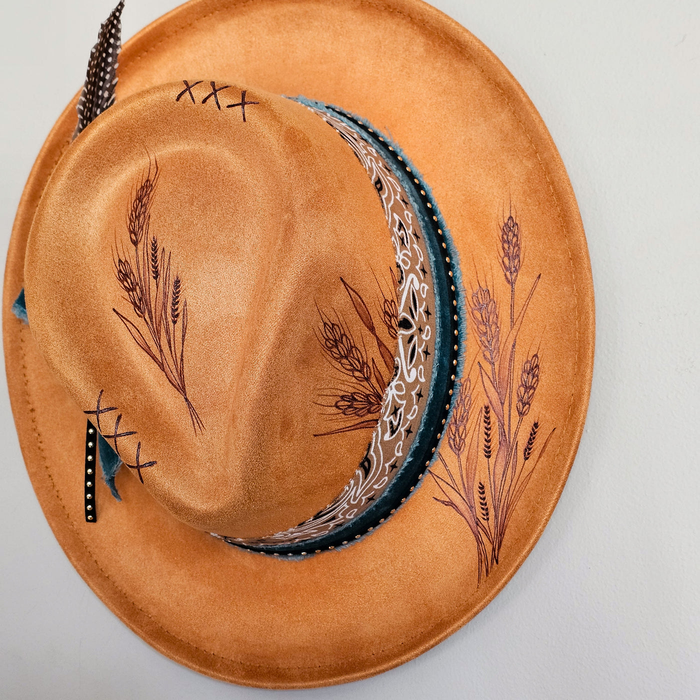 Sienna || Burnt Orange Burned Skinny Brim/Pencil Brim Hat