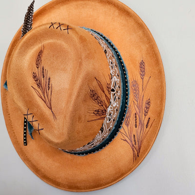 Sienna || Burnt Orange Burned Skinny Brim/Pencil Brim Hat