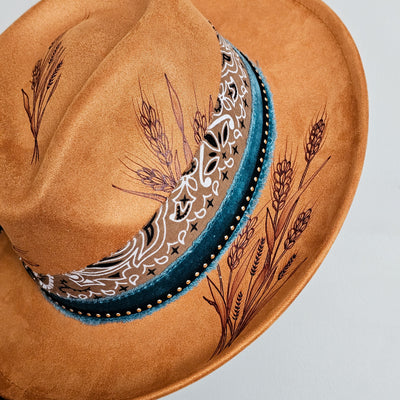 Sienna || Burnt Orange Burned Skinny Brim/Pencil Brim Hat