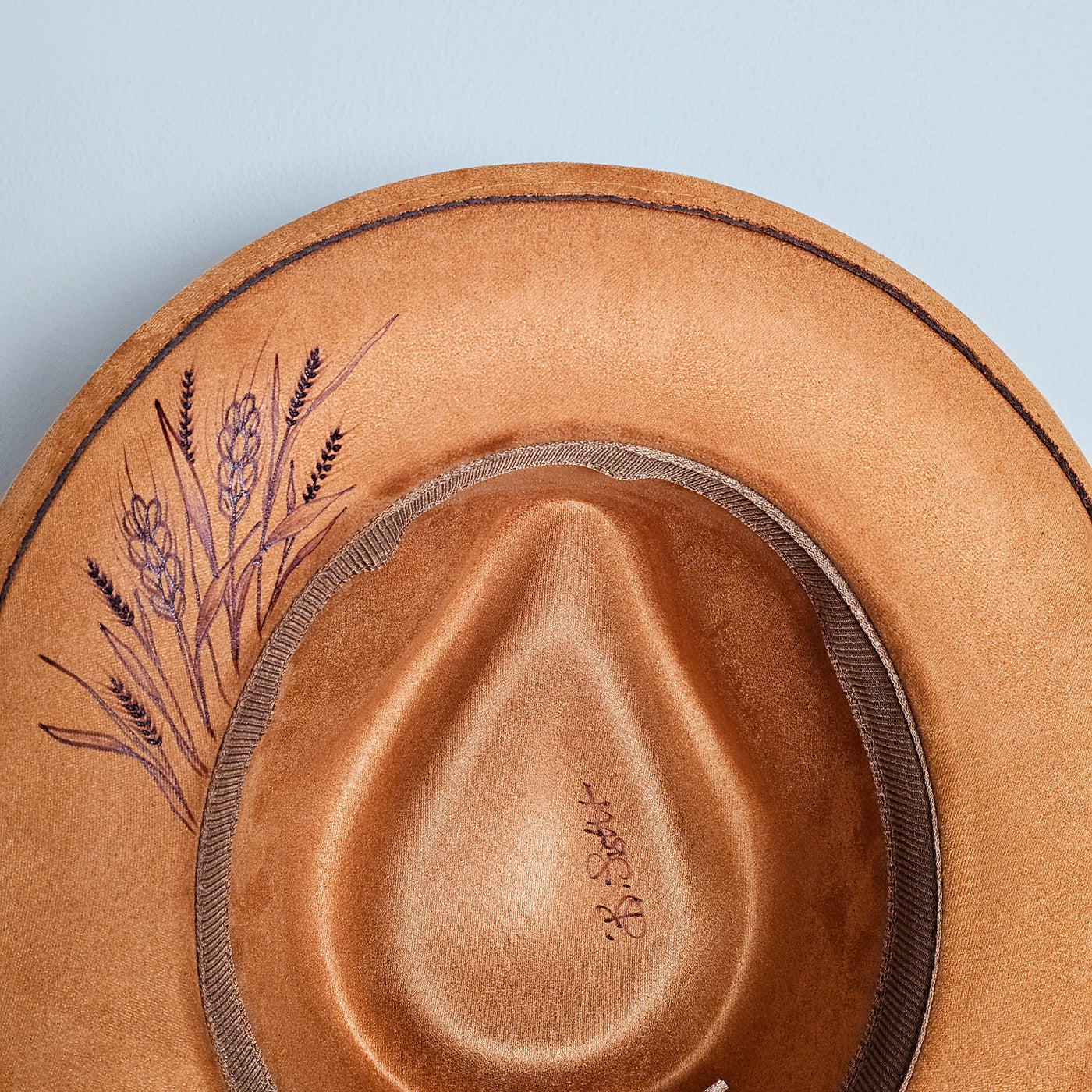 Sienna || Burnt Orange Burned Skinny Brim/Pencil Brim Hat