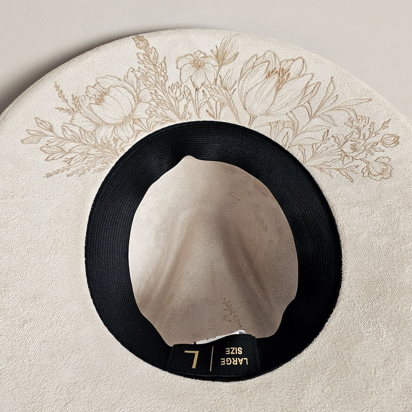 Nashville Glam || Large || Ivory Suede Burned Wide Brim Hat