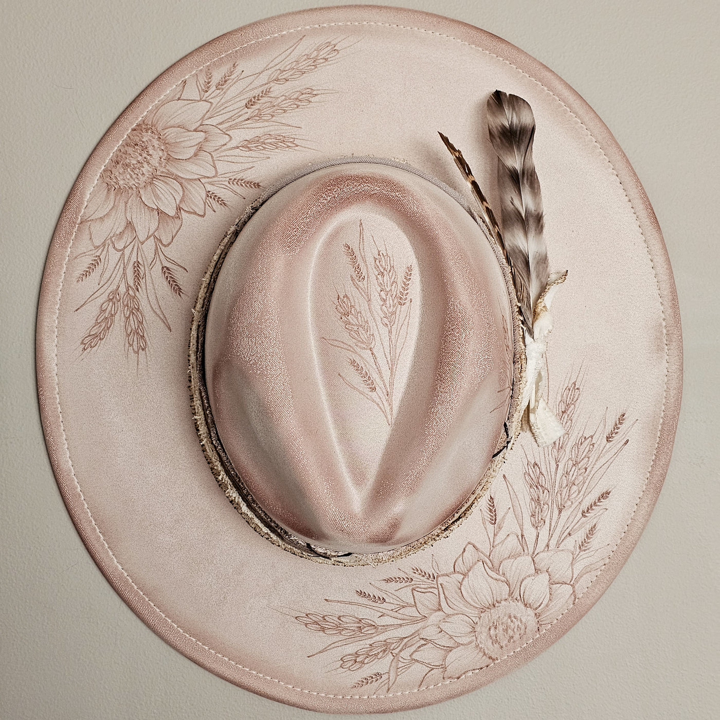 Topeka || Tan Suede Burned Wide Brim Hat