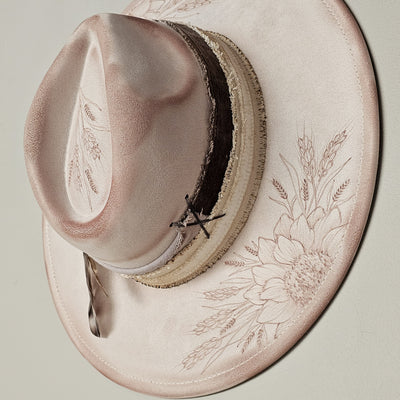 Topeka || Tan Suede Burned Wide Brim Hat